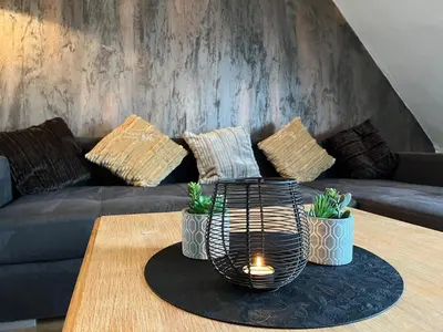 Ein Sitzbereich in der Unterkunft Dachgeschosswohnung im 3-Städteeck