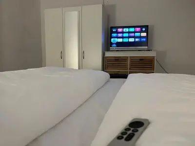Ein Bett oder Betten in einem Zimmer der Unterkunft Dachgeschosswohnung im 3-Städteeck