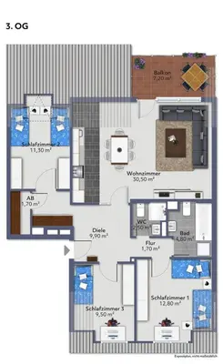 Grundriss der Unterkunft SAP11- Fitter's apartment in Hilden