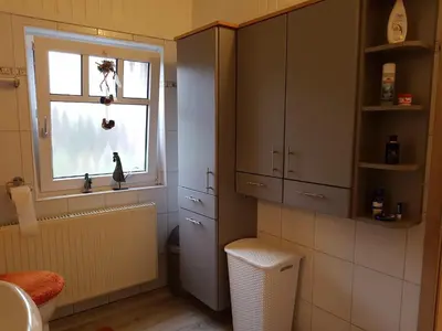 Ein Badezimmer in der Unterkunft Omas Stübchen - Monteurwohnung auf dem Land