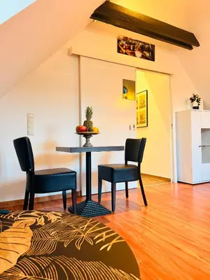 Ein Sitzbereich in der Unterkunft Stillvolle Wohnung mitten in Hattingen-Altstadt