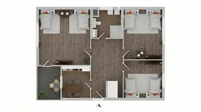 Grundriss der Unterkunft BudgetRoom 3 SZ Balkonwohnung für Teams