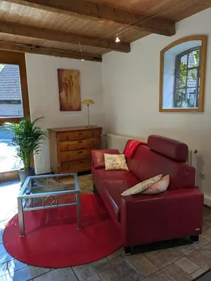 Ein Sitzbereich in der Unterkunft Ferienwohnung Bauernhofromantik