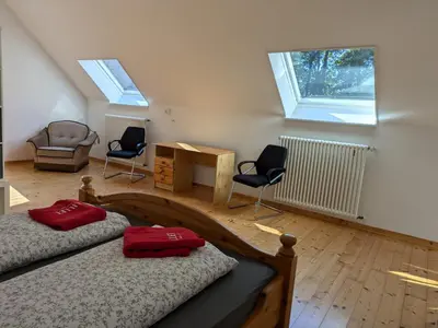 Ein Sitzbereich in der Unterkunft Ferienwohnung Bauernhofromantik