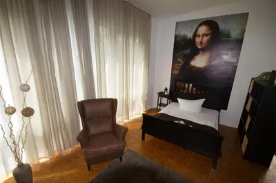 Ein Sitzbereich in der Unterkunft home2be apartments
