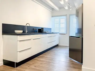 Küche/Küchenzeile in der Unterkunft Gutshaus am Rhein