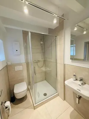 Ein Badezimmer in der Unterkunft Gutshaus am Rhein