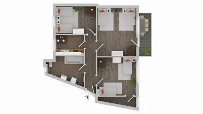 Grundriss der Unterkunft BudgetRoom 3 Schlafzimmer Workers Home