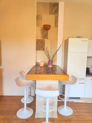 Küche/Küchenzeile in der Unterkunft LöwenTal an der Ruhr mit Terrasse und mit Parkplatz