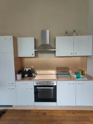 Küche/Küchenzeile in der Unterkunft LöwenTal an der Ruhr mit Terrasse und mit Parkplatz