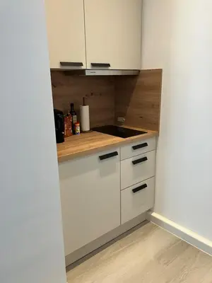 Küche/Küchenzeile in der Unterkunft Top modernes Apartment direkt an Messe, Cali