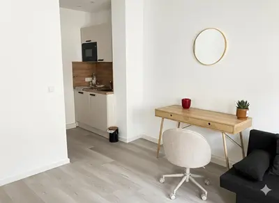 Küche/Küchenzeile in der Unterkunft Top modernes Apartment direkt an Messe, Cali