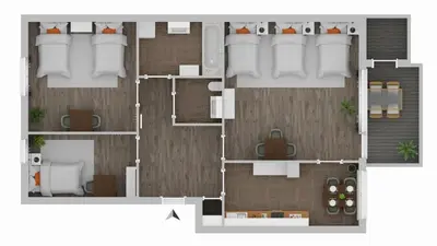Grundriss der Unterkunft BudgetRoom 3 Bedroom Perfect for Teams