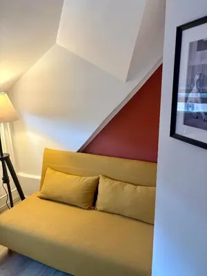 Ein Sitzbereich in der Unterkunft Rehmanns Hof