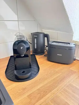 Kaffee-/Teezubehör in der Unterkunft Seeblick Apartment Duisburg am Blauen See - 15 Min zur Messe Düsseldorf