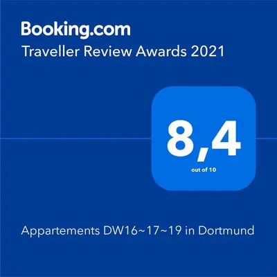 Ein Zertifikat, Auszeichnung, Logo oder anderes Dokument, das in der Unterkunft Appartements DW16~17~19 in Dortmund ausgestellt ist
