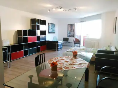 Ein Sitzbereich in der Unterkunft Wohnung Weitblick Haan
