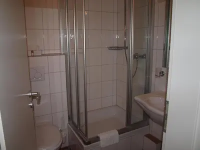 Ein Badezimmer in der Unterkunft Wegermann`s BIO-Landhaus im Wodantal