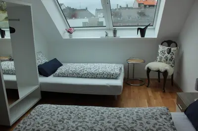Ein Bett oder Betten in einem Zimmer der Unterkunft Ferienwohnung Hardtblick