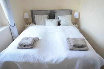 Ein Bett oder Betten in einem Zimmer der Unterkunft Luxury apartment in Düsseldorf near trade fair