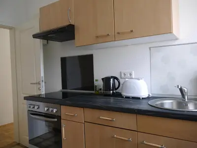 Küche/Küchenzeile in der Unterkunft Schöne Ferien und Messewohnung Nähe Düsseldorf und Köln