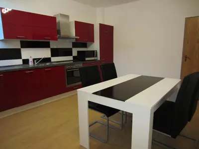 Küche/Küchenzeile in der Unterkunft Monteur Apartment Charlotte