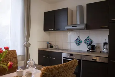 Küche/Küchenzeile in der Unterkunft Ferienwohnung Ohligs