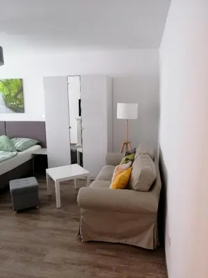 Ein Sitzbereich in der Unterkunft Apartment Jakimovski