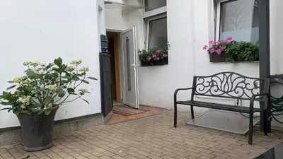 Ein Balkon oder eine Terrasse in der Unterkunft Hotel am Freihafen