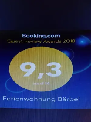 Ein Zertifikat, Auszeichnung, Logo oder anderes Dokument, das in der Unterkunft Ferienwohnung Bärbel ausgestellt ist