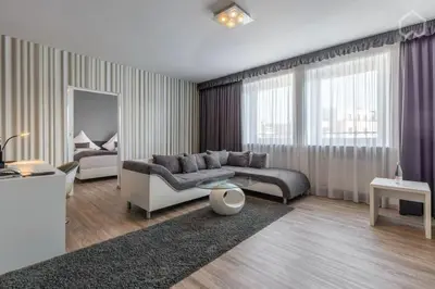 Ein Sitzbereich in der Unterkunft Boardinghouse Düsseldorf