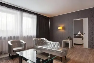 Ein Sitzbereich in der Unterkunft Boardinghouse Düsseldorf