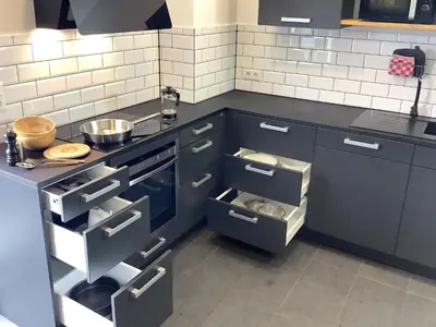 Küche/Küchenzeile in der Unterkunft Wohnungen mit Balkon, 2 Schlafzimmer, nahe Centro & Arena