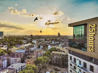 Ein allgemeiner Blick auf Düsseldorf oder ein Stadtblick von des Hotels aus