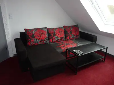 Ein Sitzbereich in der Unterkunft Ferienwohnung in Düsseldorf Hassel