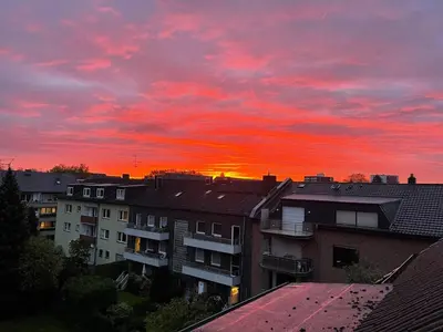 Blick auf den Sonnenuntergang/Sonnenaufgang von der Ferienwohnung aus oder aus der Nähe