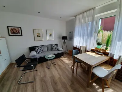 Ein Sitzbereich in der Unterkunft FewoFaubelCentro 42 & 54 & 62 m2