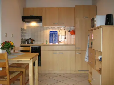 Küche/Küchenzeile in der Unterkunft Kleine Wohnung mit Terrasse
