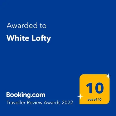 Ein Zertifikat, Auszeichnung, Logo oder anderes Dokument, das in der Unterkunft White Lofty und White Studio ausgestellt ist