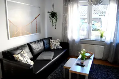 Ein Sitzbereich in der Unterkunft Apartment Unna-Massen mit eigener Sauna