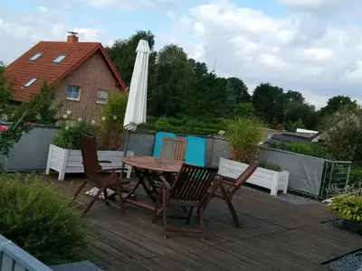 Ein Garten an der Unterkunft Ferienwohnung Spatzennest