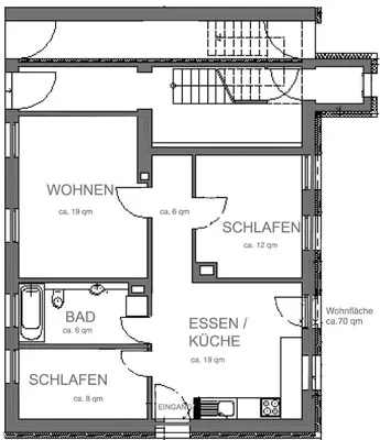 Grundriss der Unterkunft Altstadtwohnung mit eigenem Hauseingang