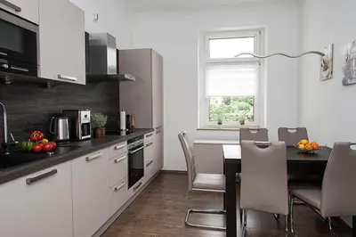 Küche/Küchenzeile in der Unterkunft Ferienwohnung am Freizeitpark Bärenloch