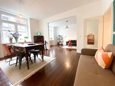 Ein Sitzbereich in der Unterkunft Apartments 