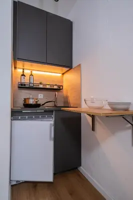 Küche/Küchenzeile in der Unterkunft Apartments an der Universität