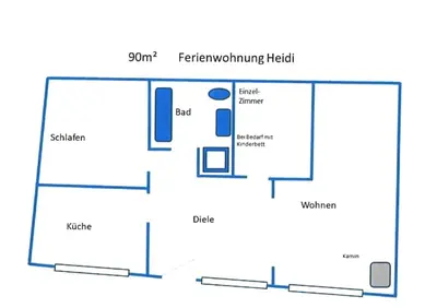 Grundriss der Unterkunft Ferienwohnung Heidi