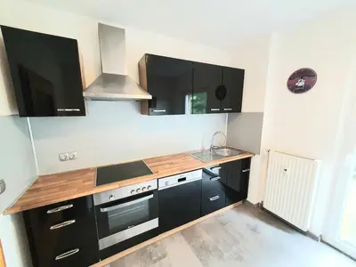 Küche/Küchenzeile in der Unterkunft Lieblingsmensch Oberhausen mit Terrasse