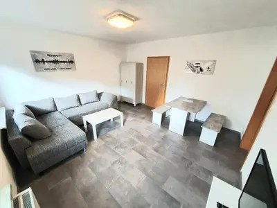Ein Sitzbereich in der Unterkunft Lieblingsmensch Oberhausen mit Terrasse