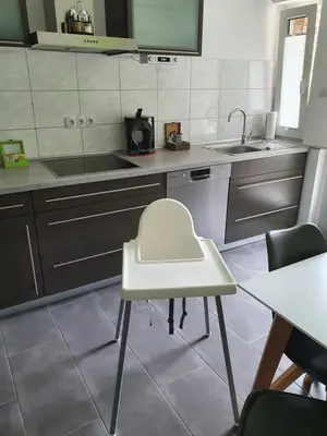 Küche/Küchenzeile in der Unterkunft Ferienwohnung Saturn