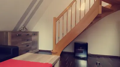 Ein Bett oder Betten in einem Zimmer der Unterkunft uebernachtung unna